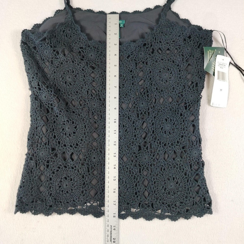 Lauren Ralph‎ Lauren Sweater Womens Medium Crochet Silk Blend Hand Knit Pullover - Picture 12 of 14